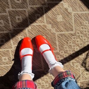 Melissa Believe Vibrant Red Mary Jane Flats